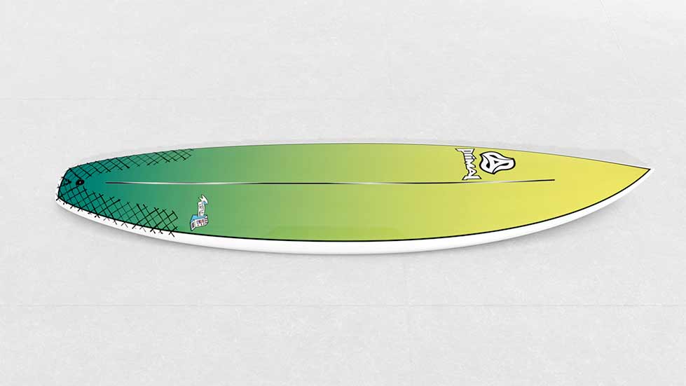 Custom Surfboard spray green yellow fade