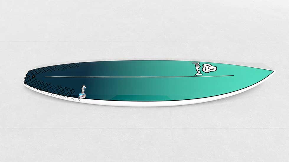 Custom Surfboard spray blue green fade